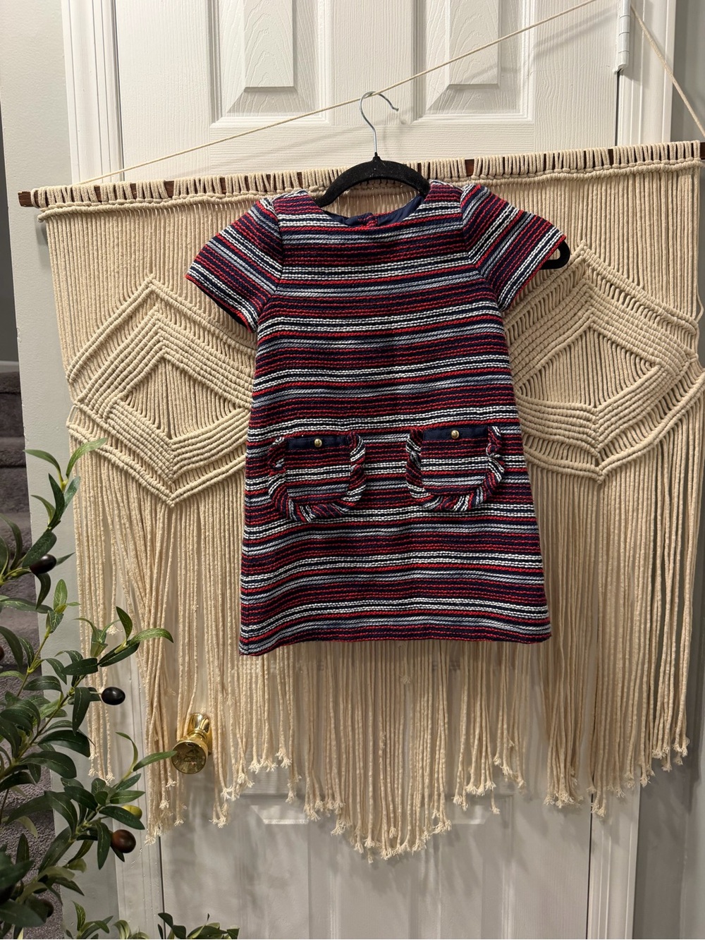 Janie and Jack Burgundy Multi Striped Short-Sleeve Dress